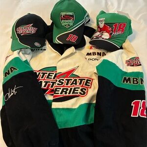 Interstate Batteries Nascar Hall of Fame driver Bobby Labonte Jacket and hats.